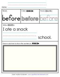 Worksheet 3: Before Sight Words Individual Worksheet