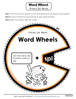 Word Wheel (Spl- Words) Phonics Blends Worksheet