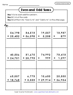 Odd and Even Sums Addition Worksheet