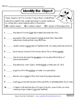 Identify the Objects Grammar Worksheet