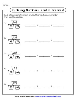 Ordering Least to Greatest 1st Grade Math Worksheet