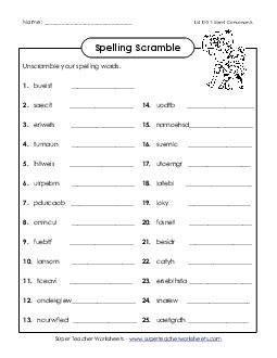 Unscramble (D-21) Spelling D Worksheet