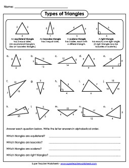 Types of Triangles Geometry Worksheet