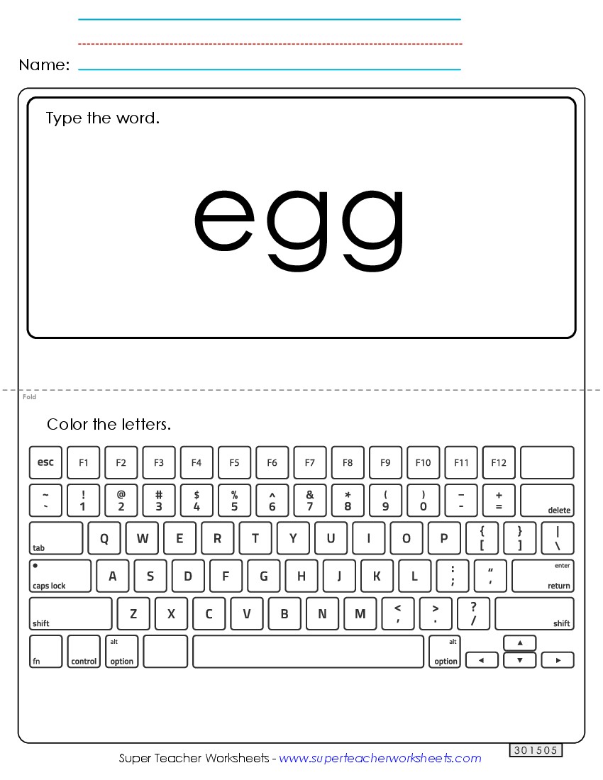 Type the Word: Egg Sight Words Individual Worksheet