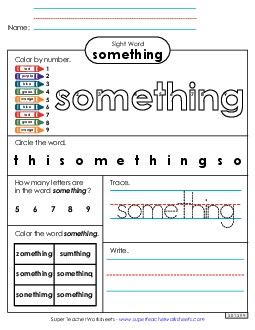 Worksheet 4: Something Free Sight Words Individual Worksheet