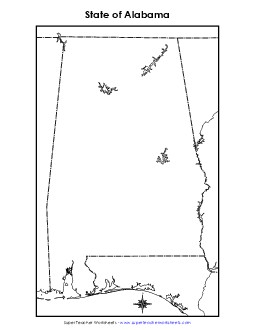 Alabama: Blank Map State Maps Worksheet