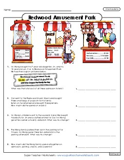 Multi-Step Word Problems (Money) 4th Grade Math Worksheet