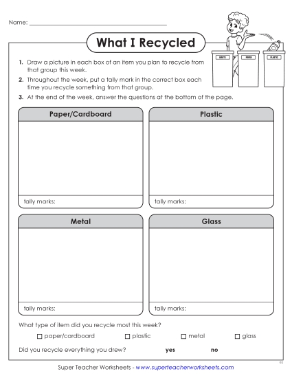 New What I Recycled: Track & Draw Worksheet