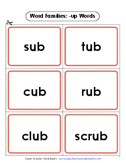 Flashcards (-ub) Word Families Worksheet