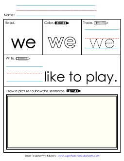 Worksheet 3: We Sight Words Individual Worksheet