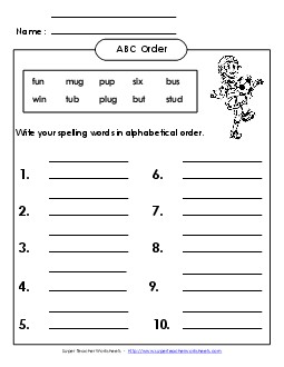 ABC Order - Write (A-5) Spelling A Worksheet