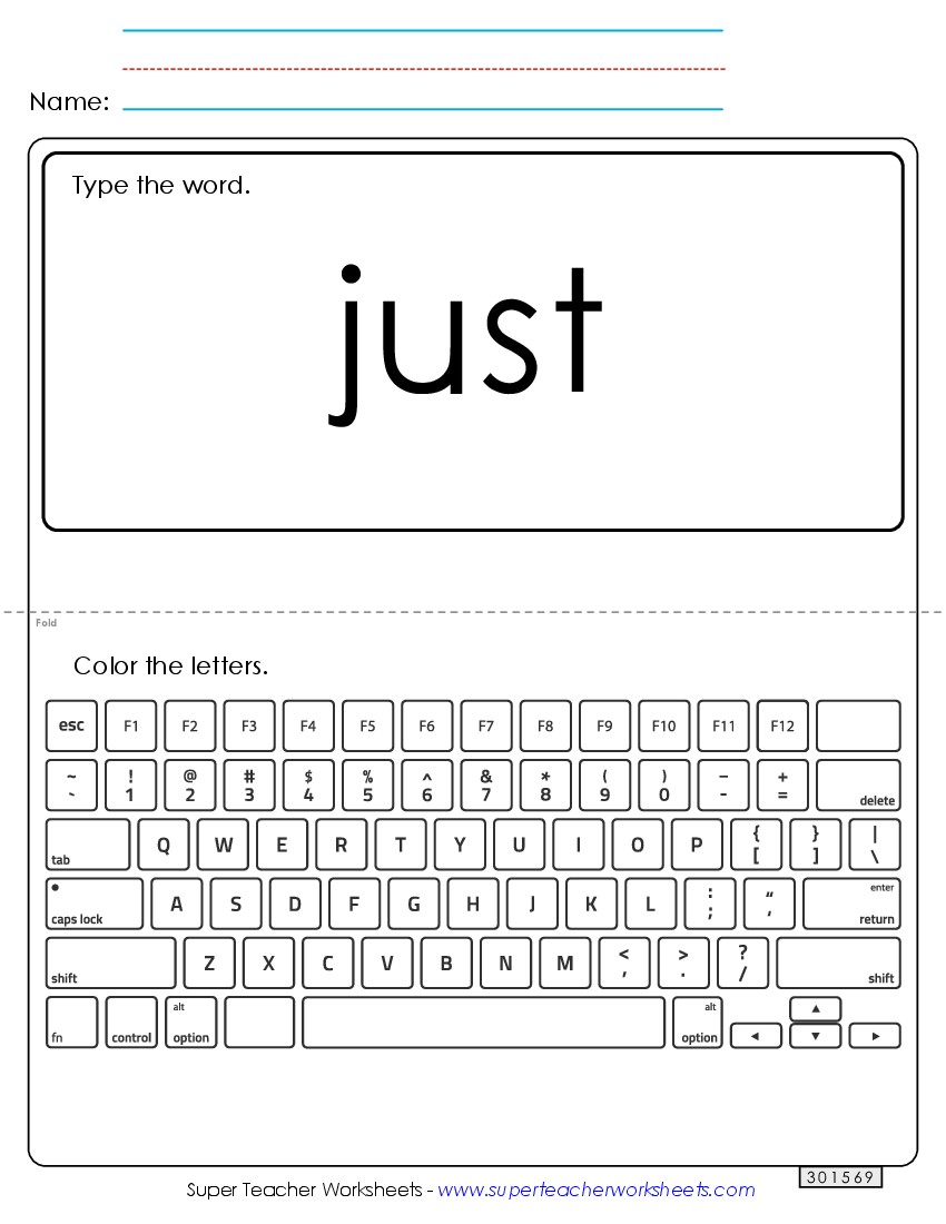 Type the Word: Just Sight Words Individual Worksheet