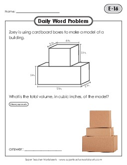 Daily Word Problems  E-16 through E-20 Worksheet