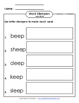 Letter Stampers Activity (-eep Words)  Word Families Worksheet