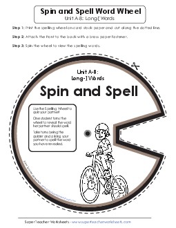 Spin and Spell (A-8) Spelling A Worksheet