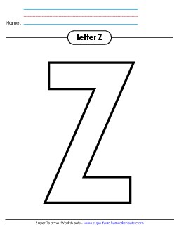 Outline - Uppercase Z Alphabet Worksheet