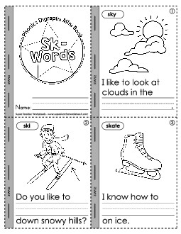 Mini-Book: Sk- Words Phonics Blends Worksheet