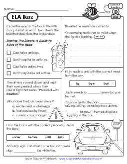 New ELA Buzz: Week 8<br>Worksheets 36 through 40 Worksheet