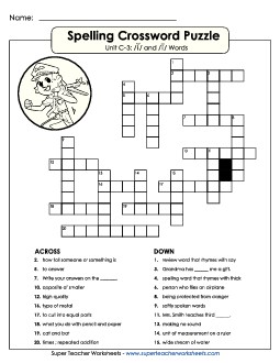 Crossword Puzzle (C-3) Spelling C Worksheet