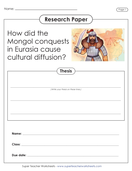 New Mongol Conquests Research Paper Worksheet New Mongol Conquests Research Paper Worksheet