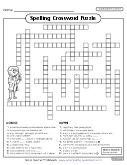 Science Spelling Crossword Spelling E Worksheet