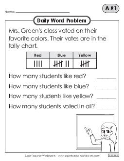 Daily Word Problems  A-91 through A-95 Worksheet