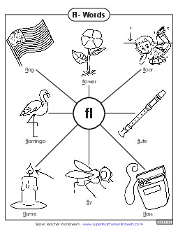 Fl- Words Phonics Blends Worksheet