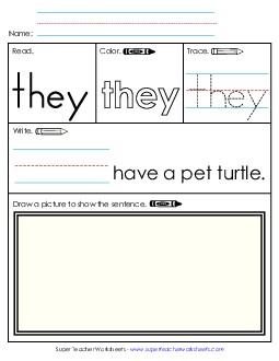 They (Sight Word) Sight Words Individual Worksheet