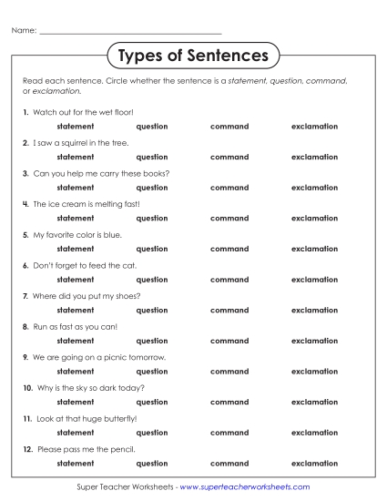 New Circle the Sentence Type Worksheet New Circle the Sentence Type Worksheet