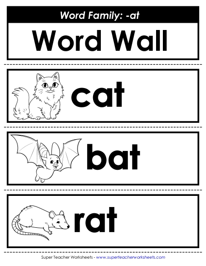 New Word Wall: -at Words Worksheet New Word Wall: -at Words Worksheet