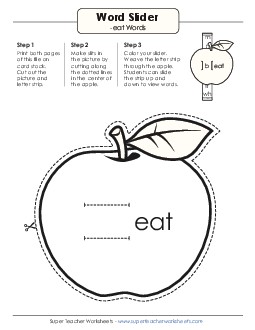 Word Slider (-eat Words) Word Families Worksheet