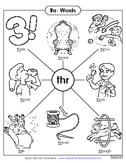 Thr- Words Phonics Blends Worksheet