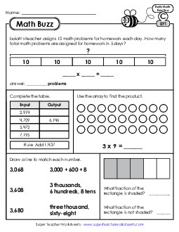 Math Buzz: Week 15 Worksheets 71 through 75 Daily Math Review Worksheet