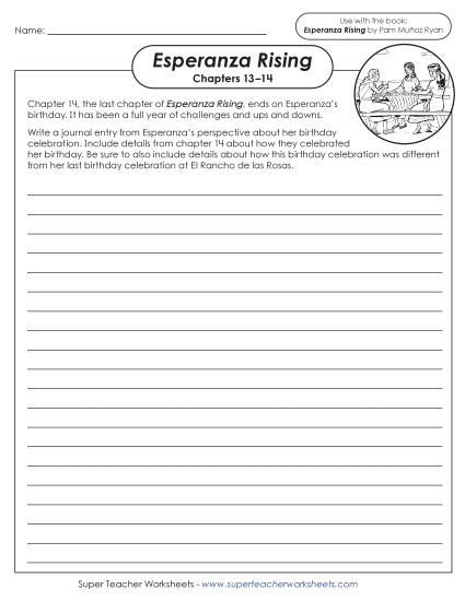 New Writing Prompt: Journal Entry (Esperanza's Birthday) Worksheet New Writing Prompt: Journal Entry (Esperanza's Birthday) Worksheet