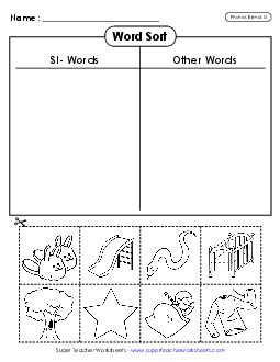 Word Sort (Cut and Glue)  Phonics Blends Worksheet