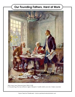 Artwork Analysis: Founding Fathers Hard At Work Revolutionary War Worksheet