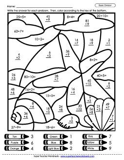 Mystery Picture - Sea Shells (Basic Division) Worksheet