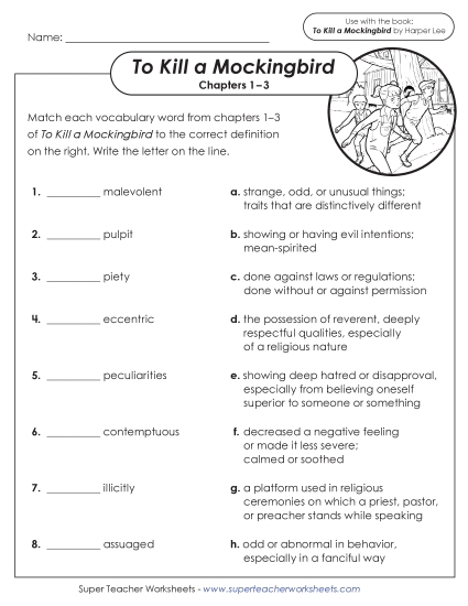 New Vocabulary Activity for Chapters 1–3<br>Matching & Fill In the Blank Worksheet