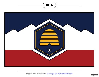 Utah State Flag (Full-Color Version) States Individual Worksheet