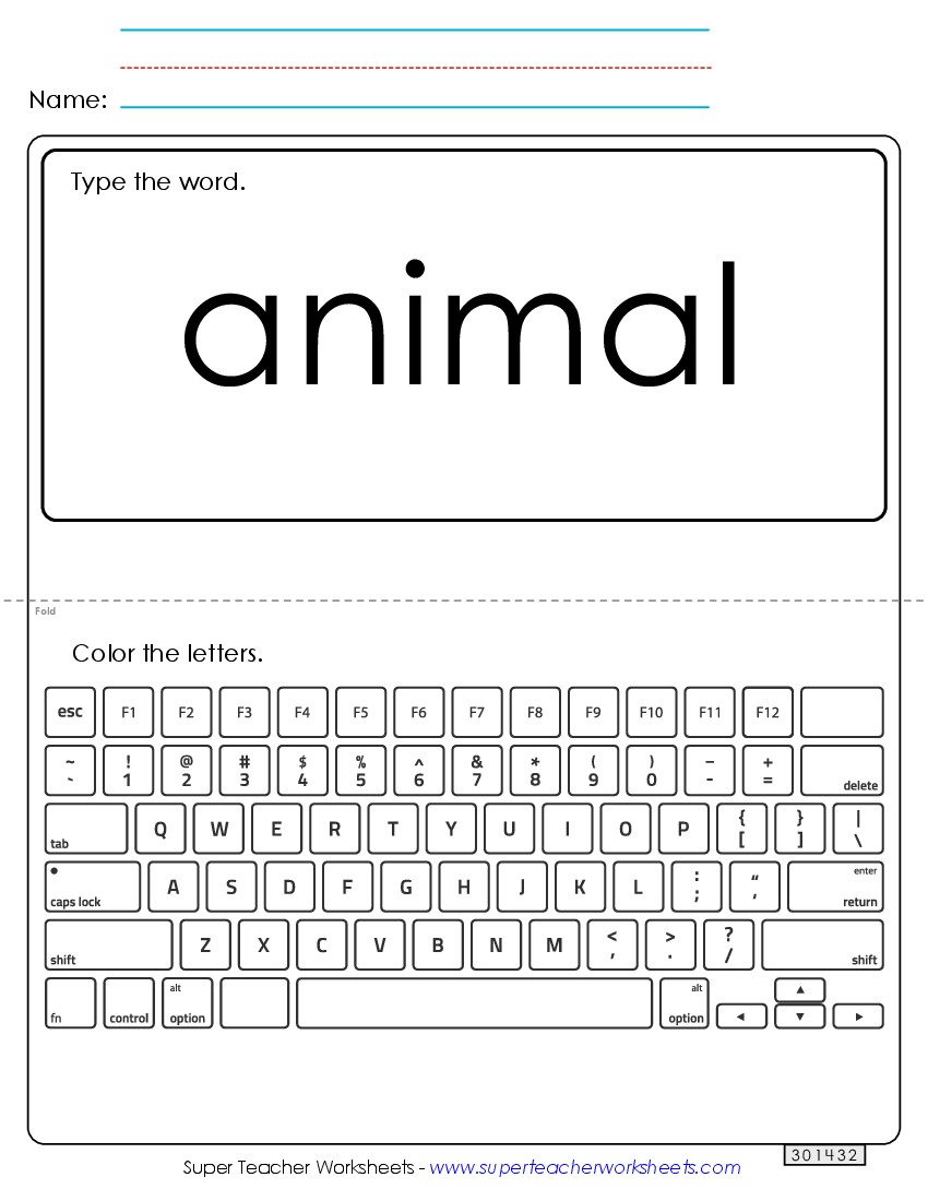 Type the Word: Animal Sight Words Individual Worksheet