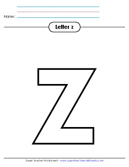 Outline - Lowercase z Alphabet Worksheet