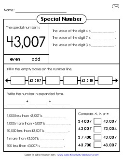 Special Number: 43,007 Worksheet