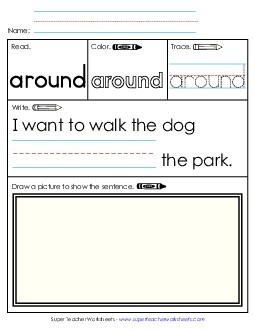 Worksheet 3: Around Free Sight Words Individual Worksheet