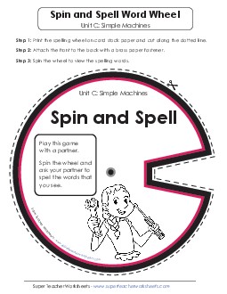 Spin and Spell (C-Simple Machines Words) Spelling C Worksheet