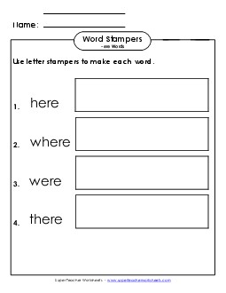 Letter Stampers Activity (-ere Words)  Word Families Worksheet