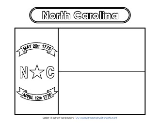 North Carolina Flag Coloring Page States Individual Worksheet