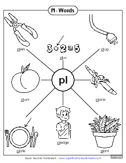 Anchor Chart (Pl- Words) Phonics Blends Worksheet