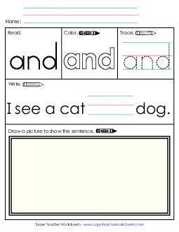 And (Sight Word) Sight Words Individual Worksheet