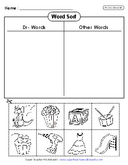 Word Sort (Cut and Glue) Phonics Blends Worksheet