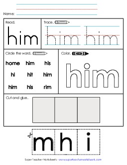 Him (Sight Word) Sight Words Individual Worksheet